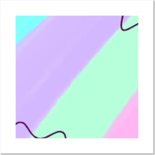 Green blue pink abstract watercolor art Posters and Art